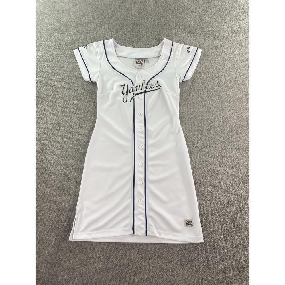 New York Yankees Jersey Dress Womens Small White Cooperstown Carl Banks G-III